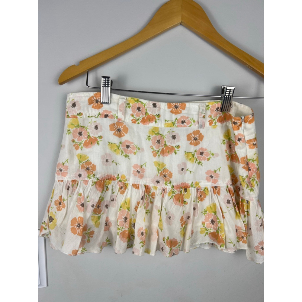 Women's RAVIYA White Orange Floral Mini Skirt Size S